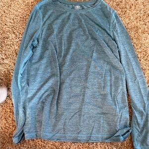 Athletic Works Men's Teal Striped Long Sleeve Tee